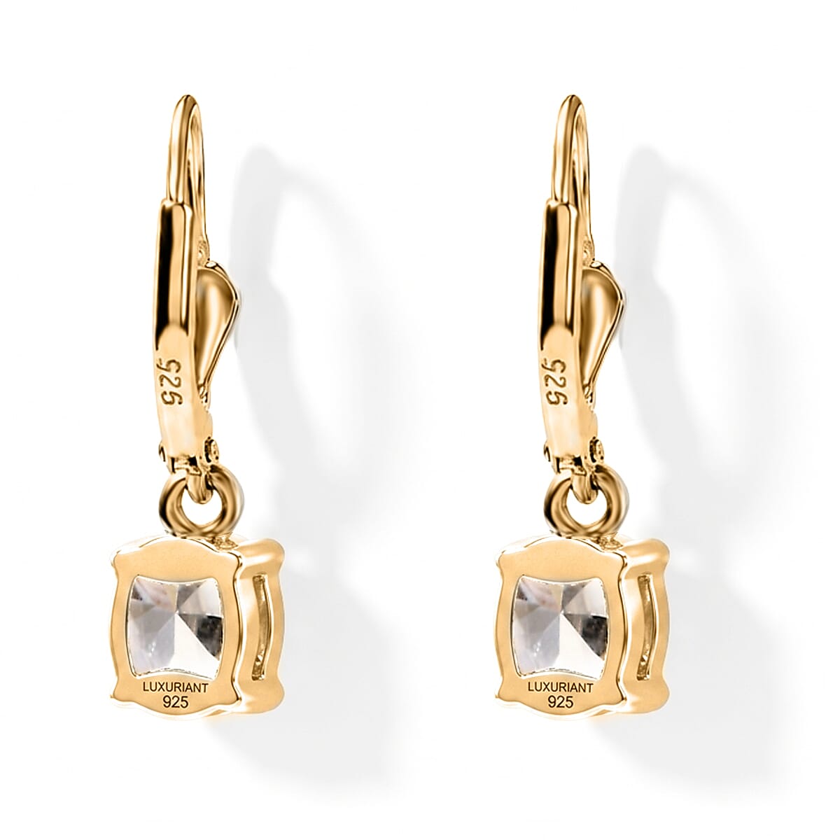 Luxuriant - Lab Grown Diamond (SI-G-H) Solitaire Earring with Lever Back in 18K Vermeil Yellow Gold Plated Sterling Silver 2.00 Ct.