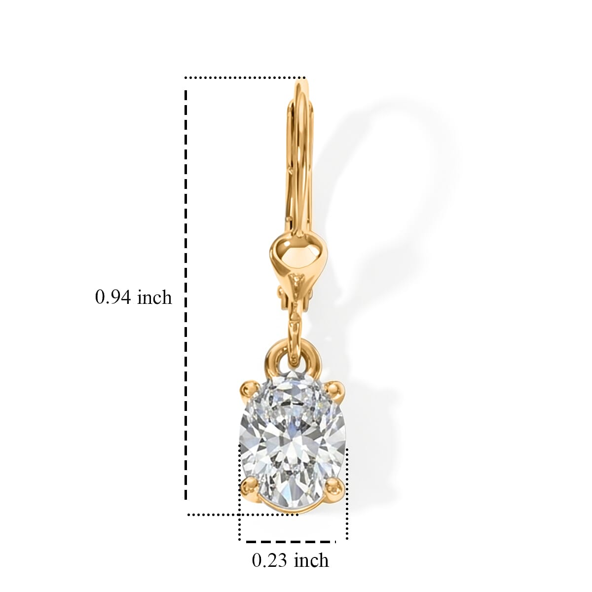 Luxuriant - Lab Grown Diamond (SI-G-H) Solitaire Earring with Lever Back in 18K Vermeil Yellow Gold Plated Sterling Silver 2.00 Ct.