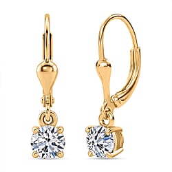 Luxuriant - Lab Grown Diamond (SI-G-H) Solitaire Stud Earring with Lever Back in Rhodium Overlay Sterling Silver 0.80 Ct.