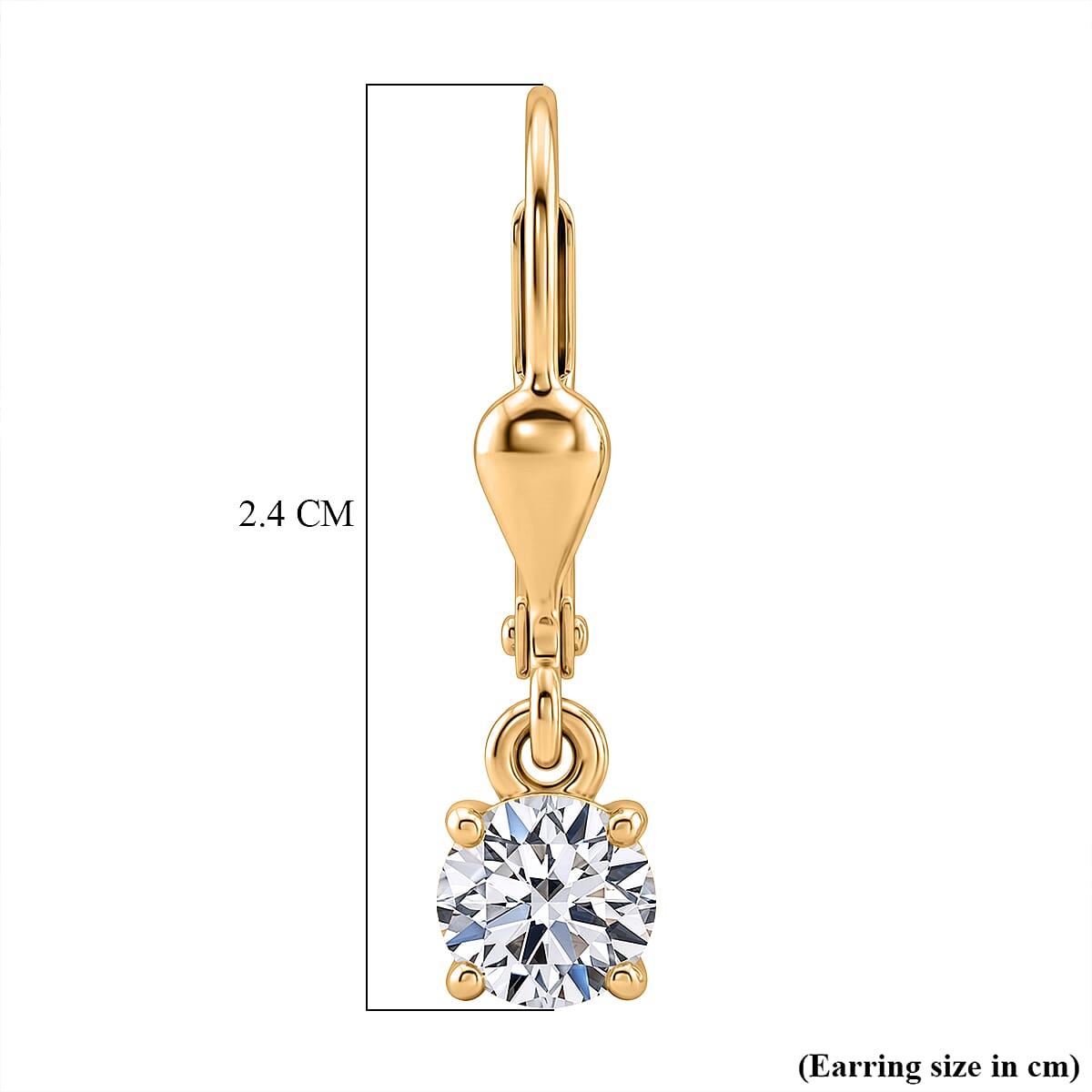 D'Joy - Lab Grown Diamond (SI-G-H) Solitaire Stud Earring with Lever Back in 18K Vermeil Yellow Gold Plated Sterling Silver 1.00 Ct.