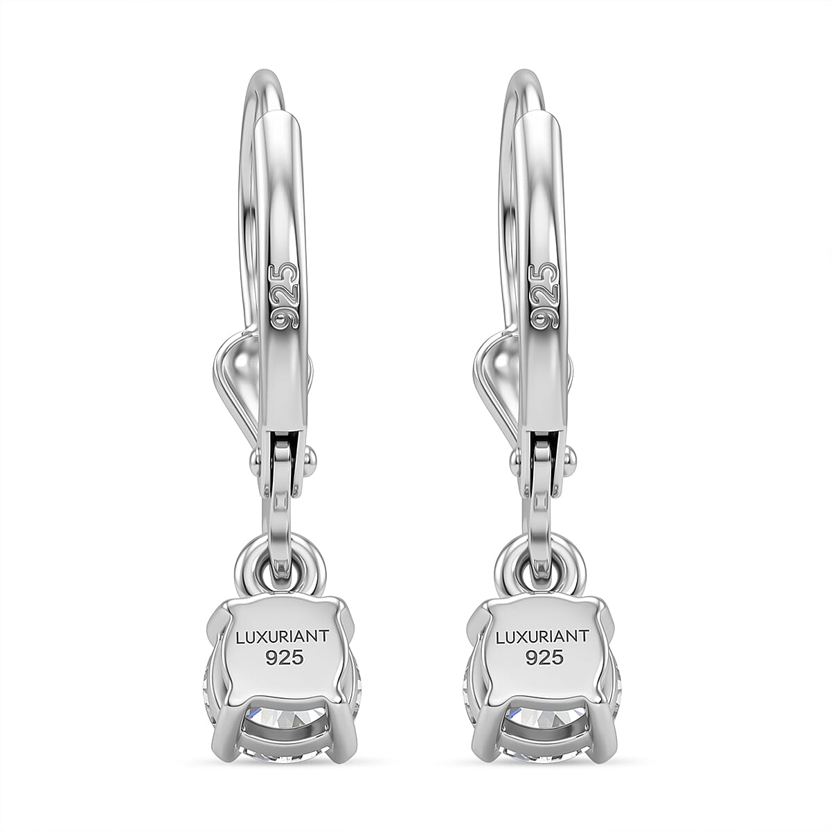 D'Joy - Lab Grown Diamond (SI-G-H) Solitaire Stud Earring with Lever Back in Rhodium Overlay Sterling Silver 1.00 Ct.