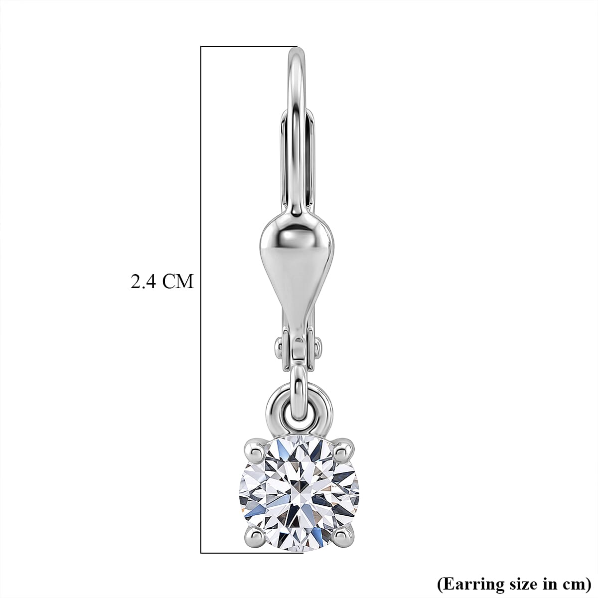 D'Joy - Lab Grown Diamond (SI-G-H) Solitaire Stud Earring with Lever Back in Rhodium Overlay Sterling Silver 1.00 Ct.