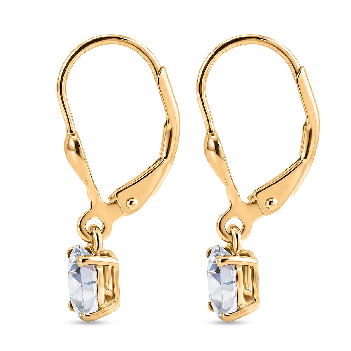 Luxuriant - Lab Grown Diamond (SI-G-H) Solitaire Lever Back Earring in 18K Vermeil Yellow Gold Plated Sterling Silver 0.80 Ct.