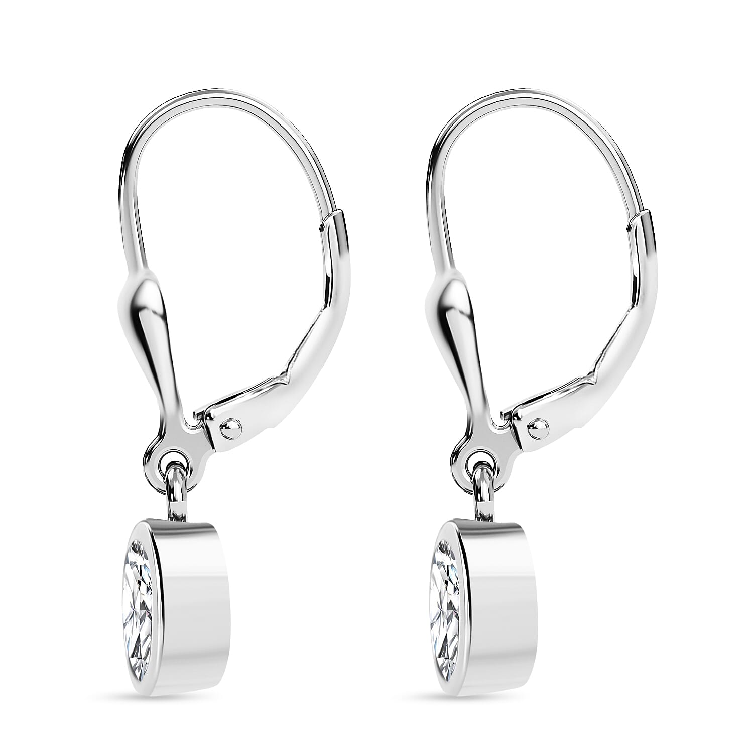 Luxuriant - Lab Grown Diamond (SI-G-H) Solitaire Lever Back Earring in Rhodium Overlay Sterling Silver 0.80 Ct.