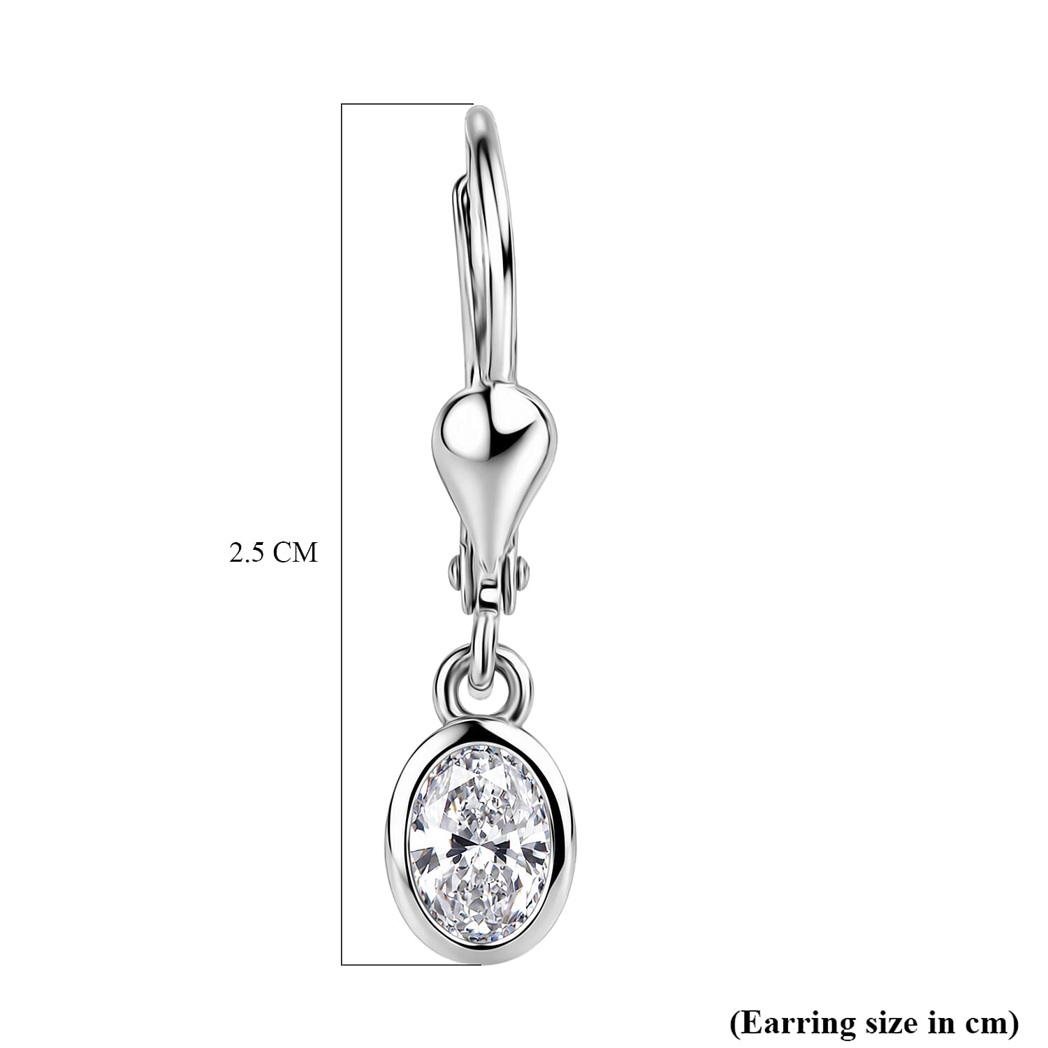 Luxuriant - Lab Grown Diamond (SI-G-H) Solitaire Lever Back Earring in Rhodium Overlay Sterling Silver 0.80 Ct.