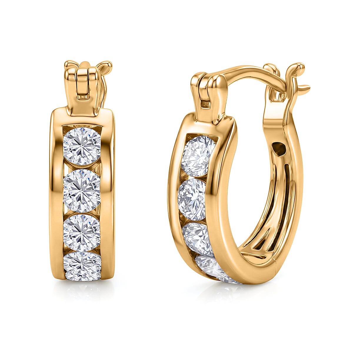 Luxuriant - Lab Grown Diamond (SI-G-H) Hoop Earring in 18K Vermeil Yellow Gold Plated Sterling Silver 1.68 Ct.