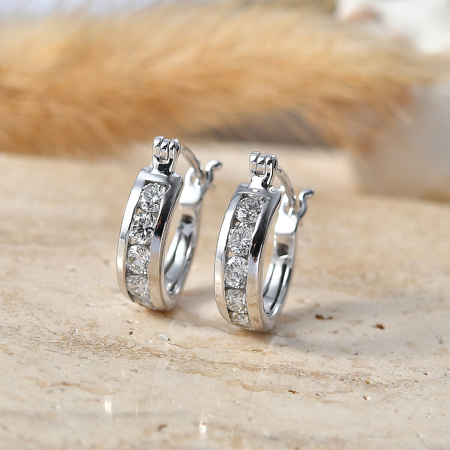 Luxuriant - Lab Grown Diamond (SI-G-H) Hoop Earring in Rhodium Overlay Sterling Silver 1.68 Ct.