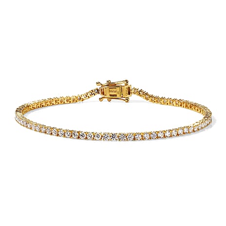 Luxuriant - Lab Grown Diamond (SI-G-H) Tennis Bracelet (Size - 7.5) with GB Lock Box in 18K Vermeil Yellow Gold Plated Sterling Silver 3.10 Ct.