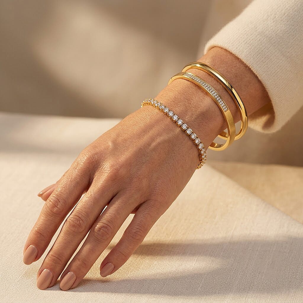 Luxuriant - Lab Grown Diamond (SI-G-H) Tennis Bracelet (Size - 7.5) with GB Lock Box in 18K Vermeil Yellow Gold Plated Sterling Silver 3.10 Ct.