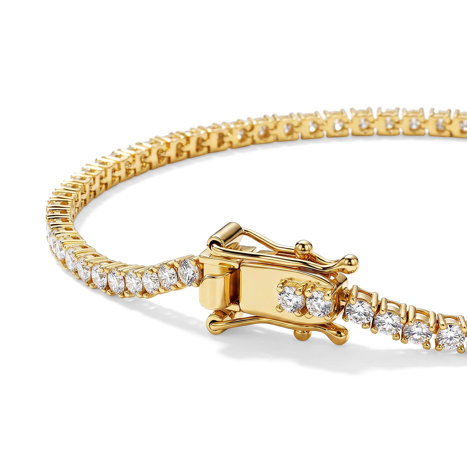 Luxuriant - Lab Grown Diamond (SI-G-H) Tennis Bracelet (Size - 7.5) with GB Lock Box in 18K Vermeil Yellow Gold Plated Sterling Silver 3.10 Ct.
