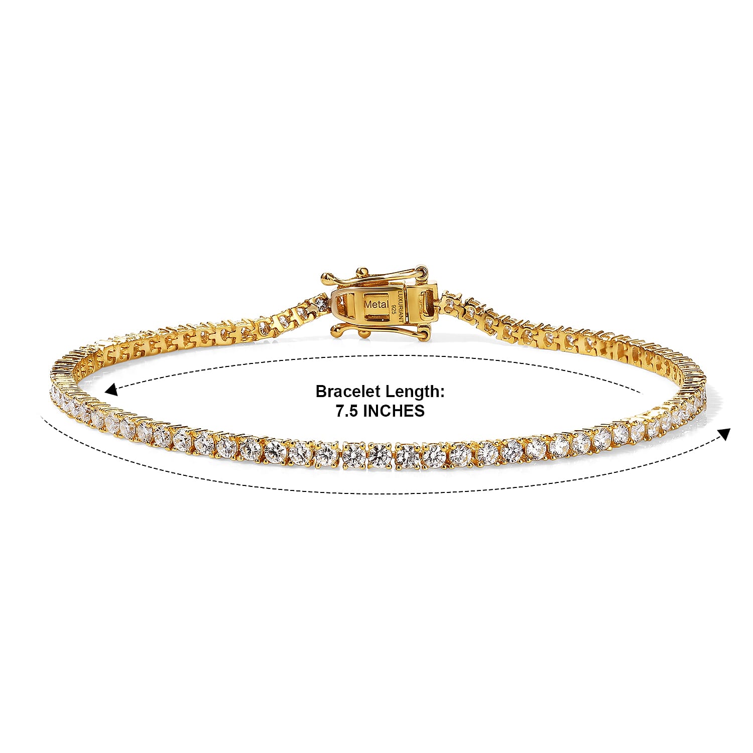 Luxuriant - Lab Grown Diamond (SI-G-H) Tennis Bracelet (Size - 7.5) with GB Lock Box in 18K Vermeil Yellow Gold Plated Sterling Silver 3.10 Ct.