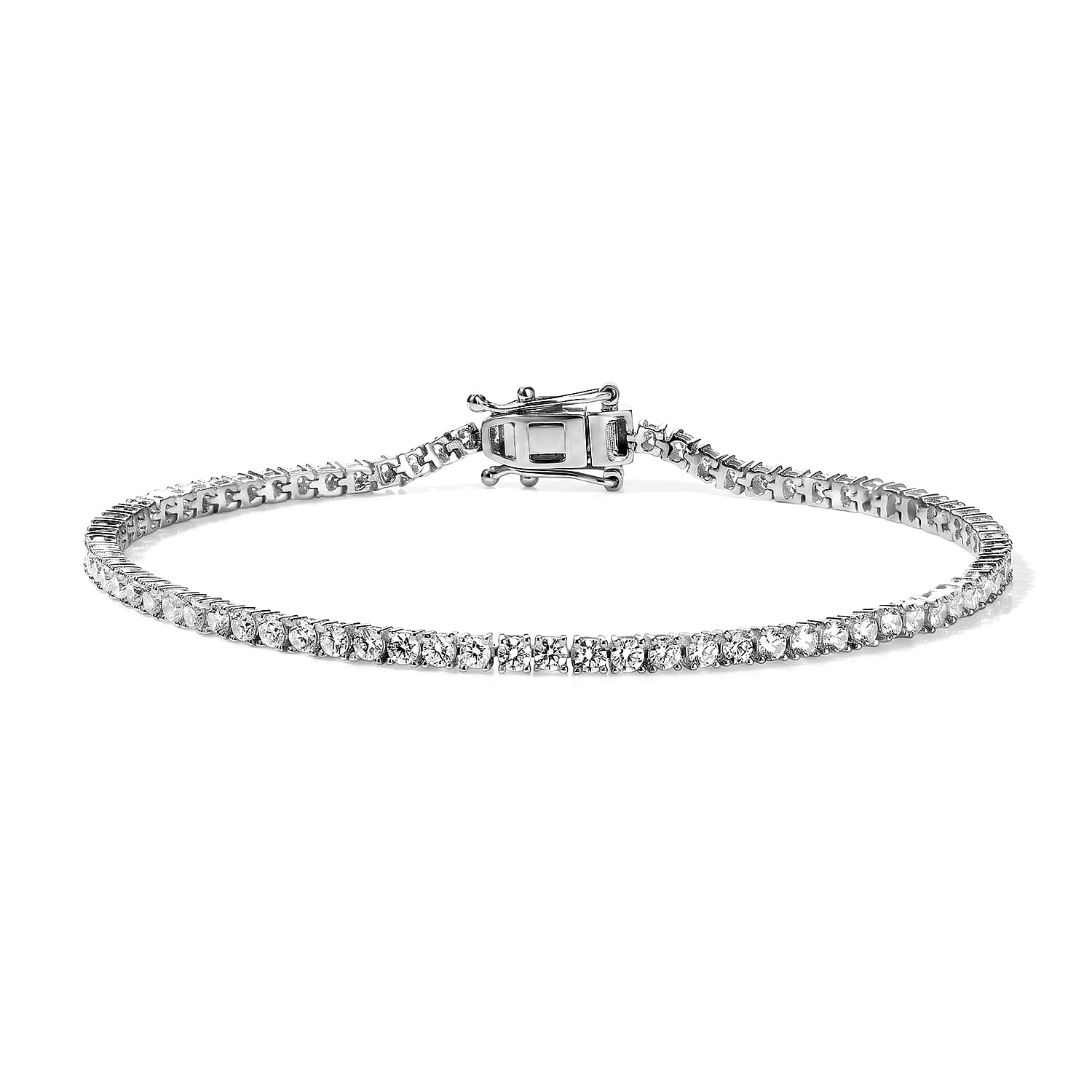 Luxuriant - Lab Grown Diamond (SI-G-H) Tennis Bracelet (Size - 7.5) with GB Lock Box in Rhodium Overlay Sterling Silver 3.10 Ct.