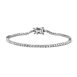Luxuriant - Lab Grown Diamond (SI-G-H) Tennis Bracelet (Size - 7.5) with GB Lock Box in Rhodium Overlay Sterling Silver 3.10 Ct.