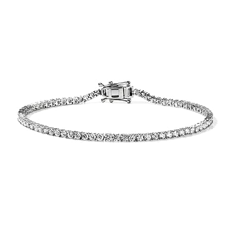 Luxuriant - Lab Grown Diamond (SI-G-H) Tennis Bracelet (Size - 7.5) with GB Lock Box in Rhodium Overlay Sterling Silver 3.10 Ct.
