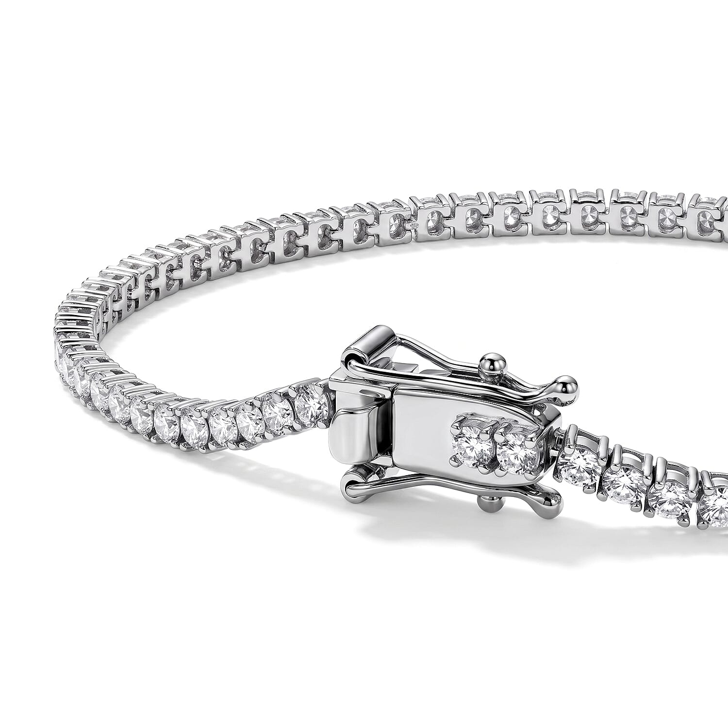 Luxuriant - Lab Grown Diamond (SI-G-H) Tennis Bracelet (Size - 7.5) with GB Lock Box in Rhodium Overlay Sterling Silver 3.10 Ct.