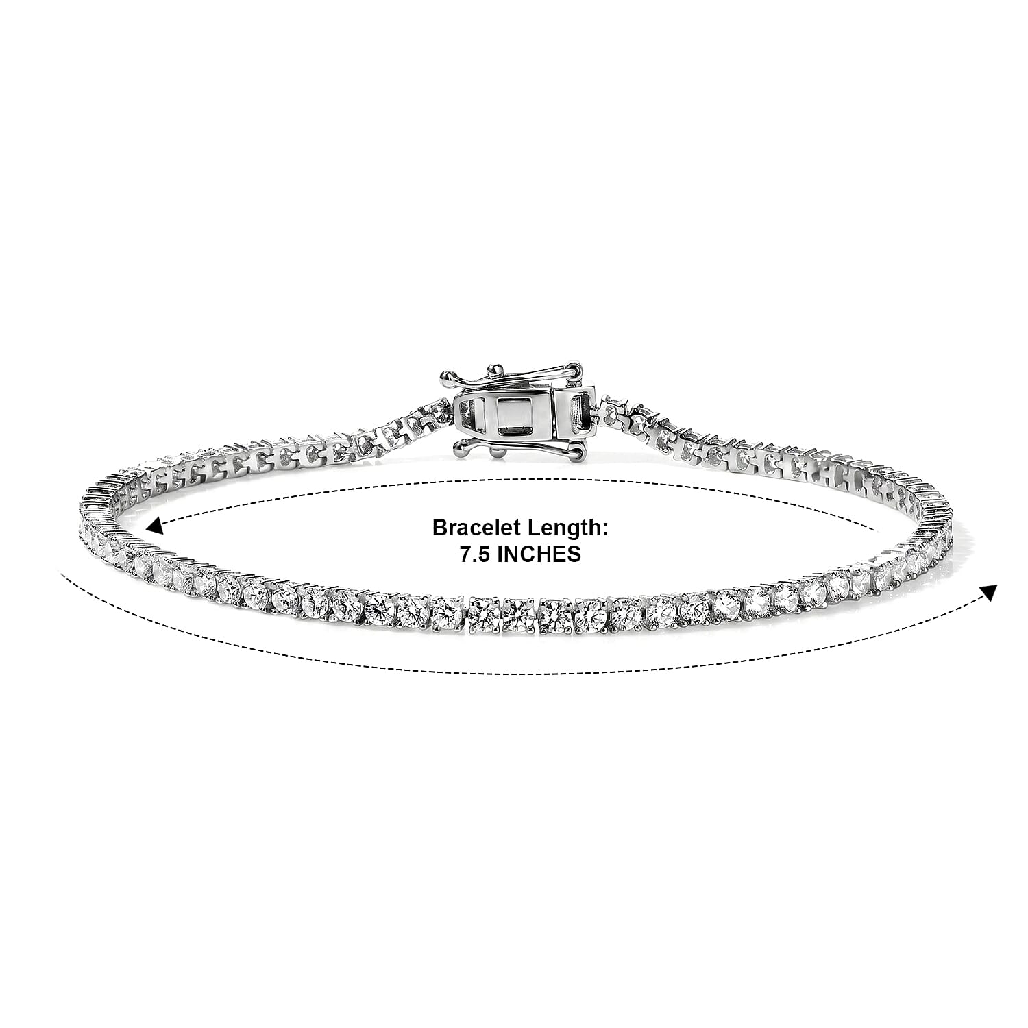 Luxuriant - Lab Grown Diamond (SI-G-H) Tennis Bracelet (Size - 7.5) with GB Lock Box in Rhodium Overlay Sterling Silver 3.10 Ct.