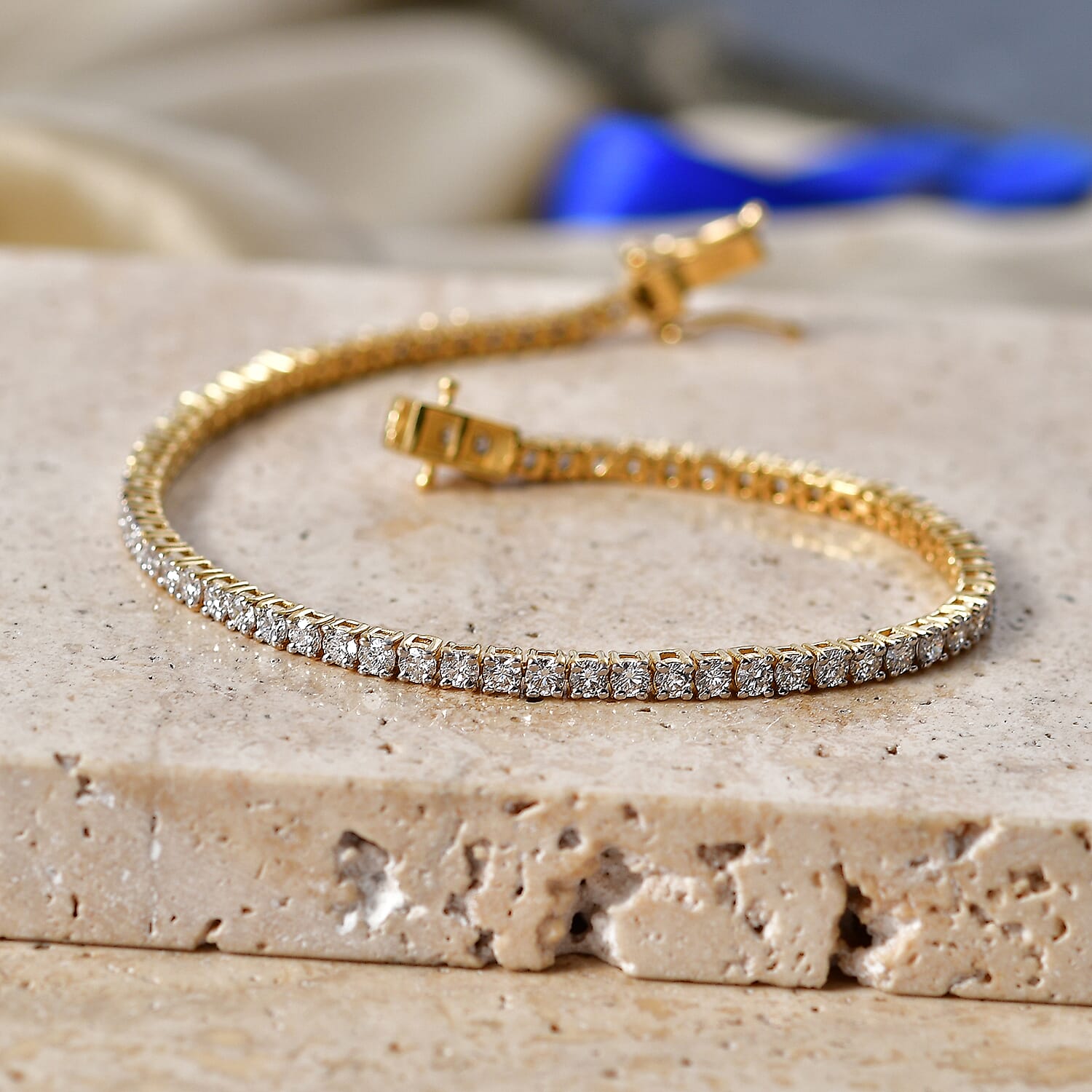 Luxuriant - Lab Grown Diamond (SI-G-H) Tennis Bracelet (Size - 7.5) with GB Lock Box in 18K Vermeil Yellow Gold Plated Sterling Silver 4.26 Ct.