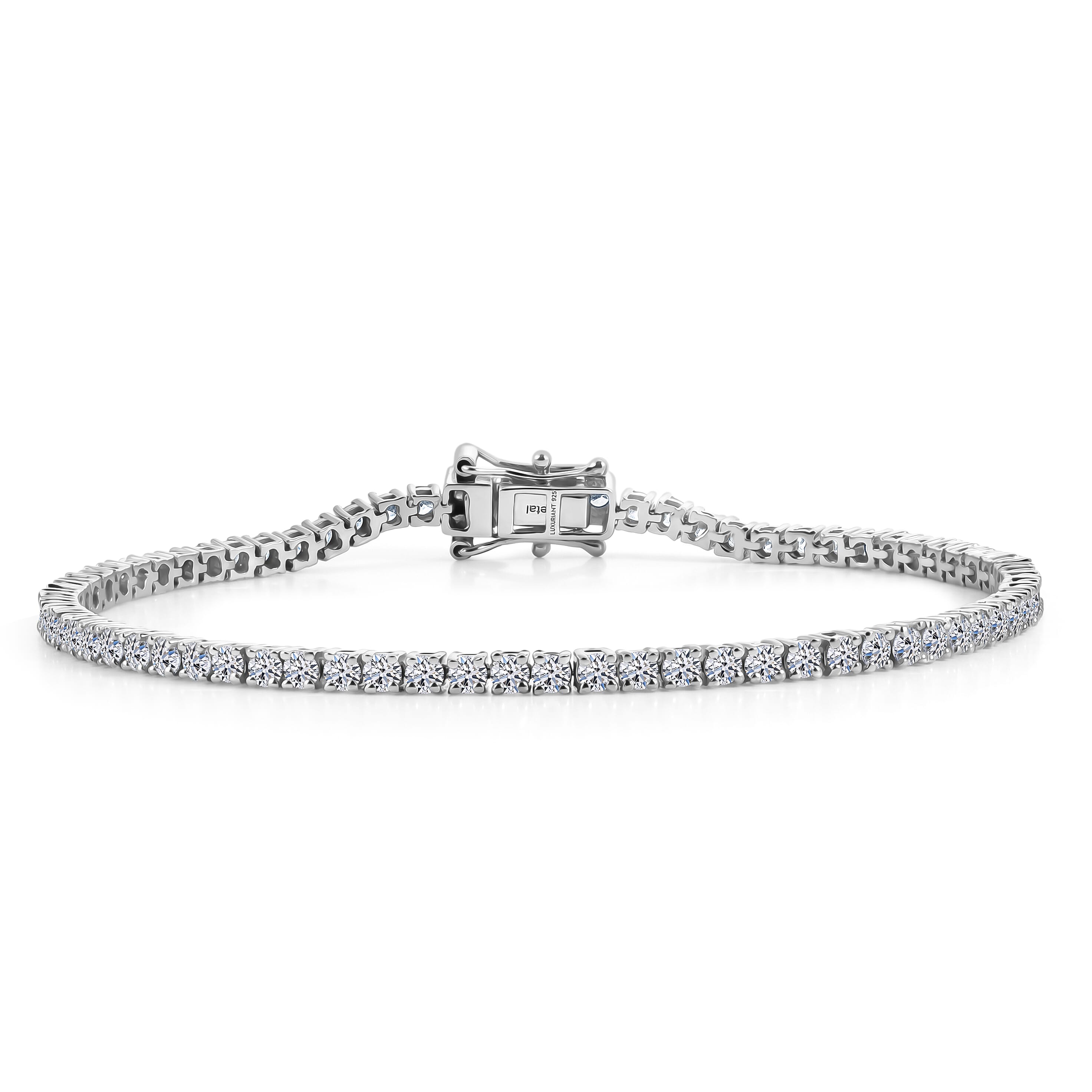 Luxuriant - Lab Grown Diamond (SI-G-H) Tennis Bracelet (Size - 7.5) with GB Lock Box in Rhodium Overlay Sterling Silver 4.26 Ct.