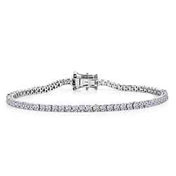 Luxuriant - Lab Grown Diamond (SI-G-H) Tennis Bracelet (Size - 7.5) with GB Lock Box in Rhodium Overlay Sterling Silver 4.26 Ct.