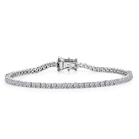 Luxuriant - Lab Grown Diamond (SI-G-H) Tennis Bracelet (Size - 7.5) with GB Lock Box in Rhodium Overlay Sterling Silver 4.26 Ct.