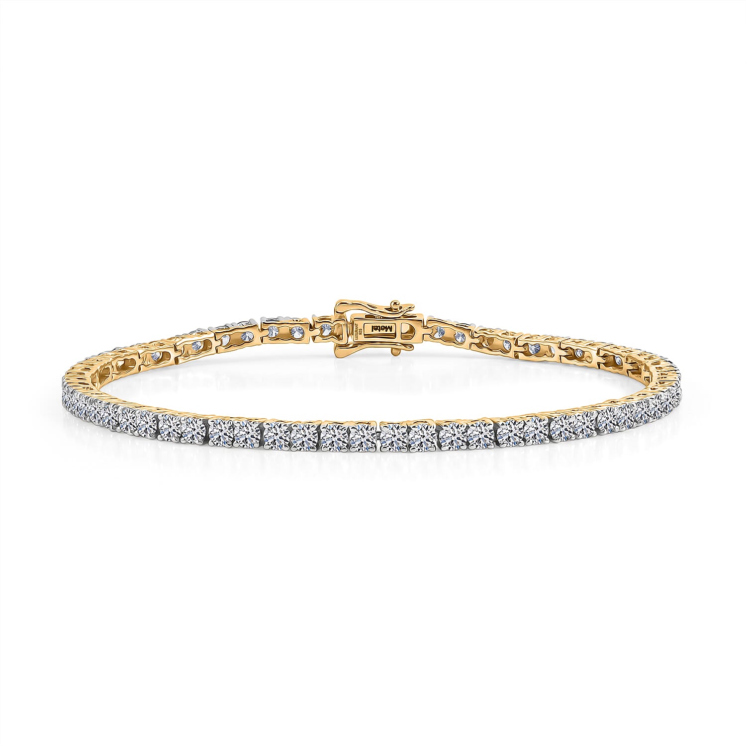 Luxuriant - Lab Grown Diamond (SI-G-H) Tennis Bracelet (Size - 7.5) with GB Lock Box in 18K Vermeil Yellow Gold Plated Sterling Silver 5.30 Ct