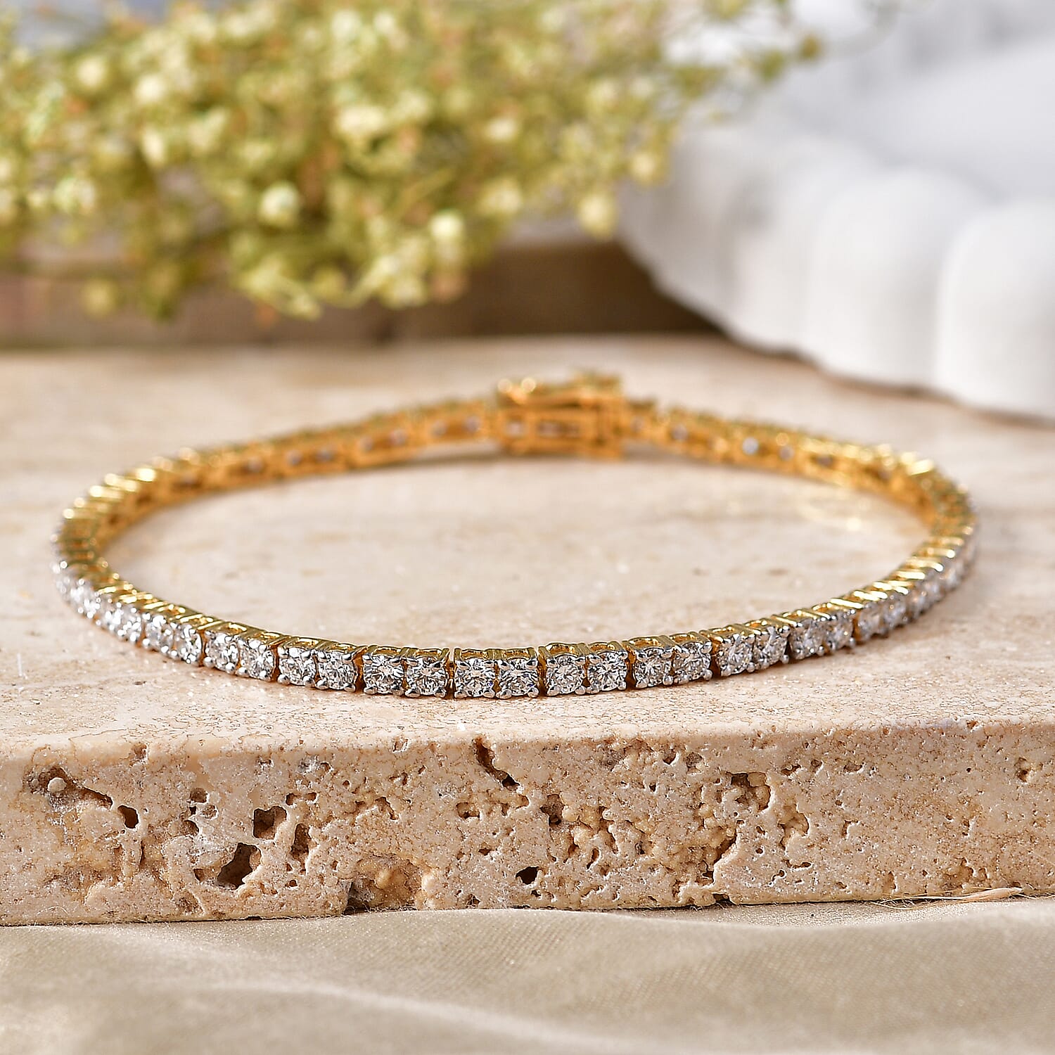 Luxuriant - Lab Grown Diamond (SI-G-H) Tennis Bracelet (Size - 7.5) with GB Lock Box in 18K Vermeil Yellow Gold Plated Sterling Silver 5.30 Ct
