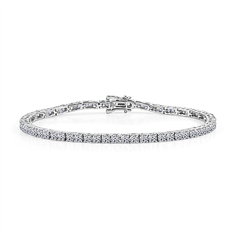 Luxuriant - Lab Grown Diamond (SI-G-H) Tennis Bracelet (Size - 7.5) with GB Lock Box in Rhodium Overlay Sterling Silver 5.30 Ct.