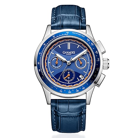 Gamages Of London Japanese Mens Watch in Stainless Steel - Blue
