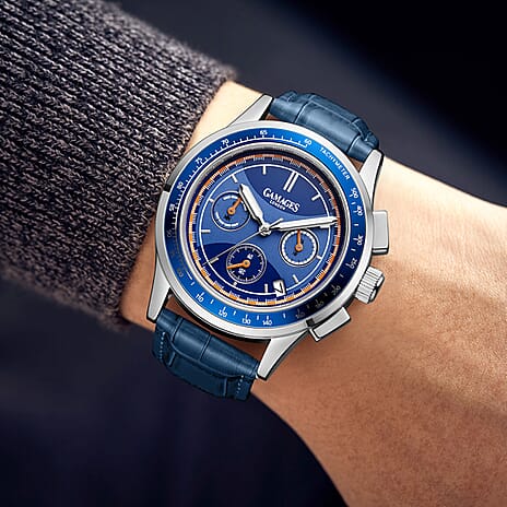 GAMAGES OF LONDON Barxton Limited Edition Hand Assembled Mechanical Quartz Mens Watch in Stainless Steel - Blue