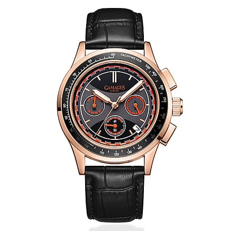GAMAGES OF LONDON Barxton Limited Edition Hand Assembled Mechanical Quartz Mens Watch in Stainless Steel - Rose-Black
