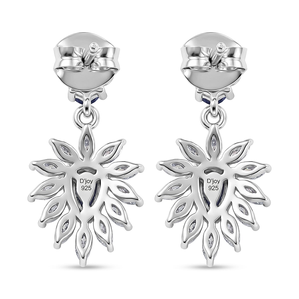 D'Joy - Tanzanite & Moissanite Dangling Earring in Rhodium Overlay Sterling Silver 1.12 Ct.