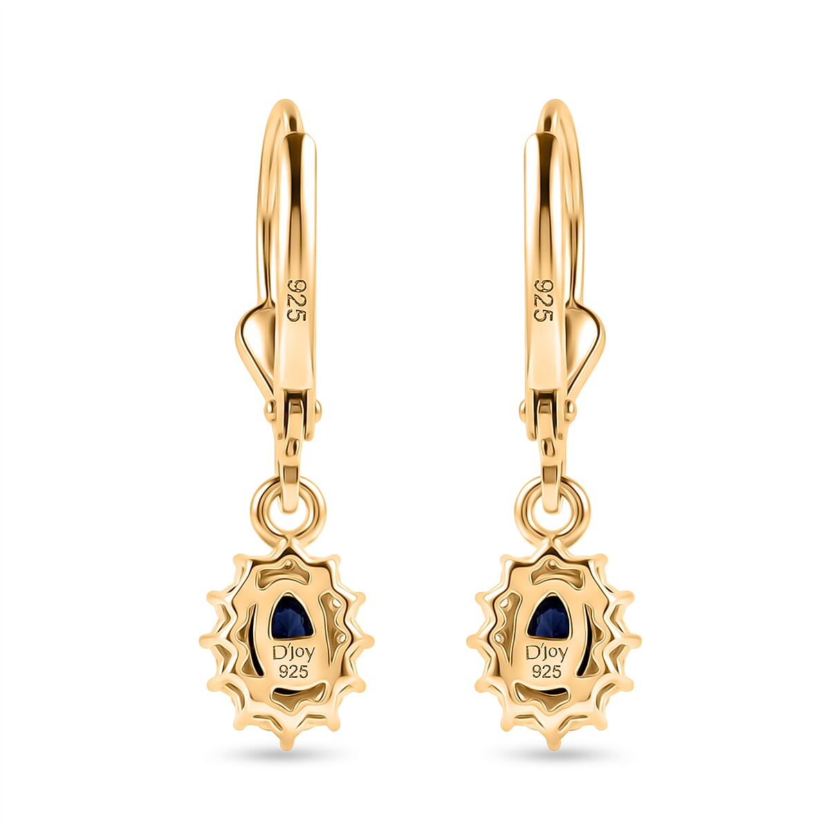 D'Joy - Tanzanite & White Zircon Living Creature Halo Earring with Lever Back in 18K Vermeil Yellow Gold Plated Sterling Silver