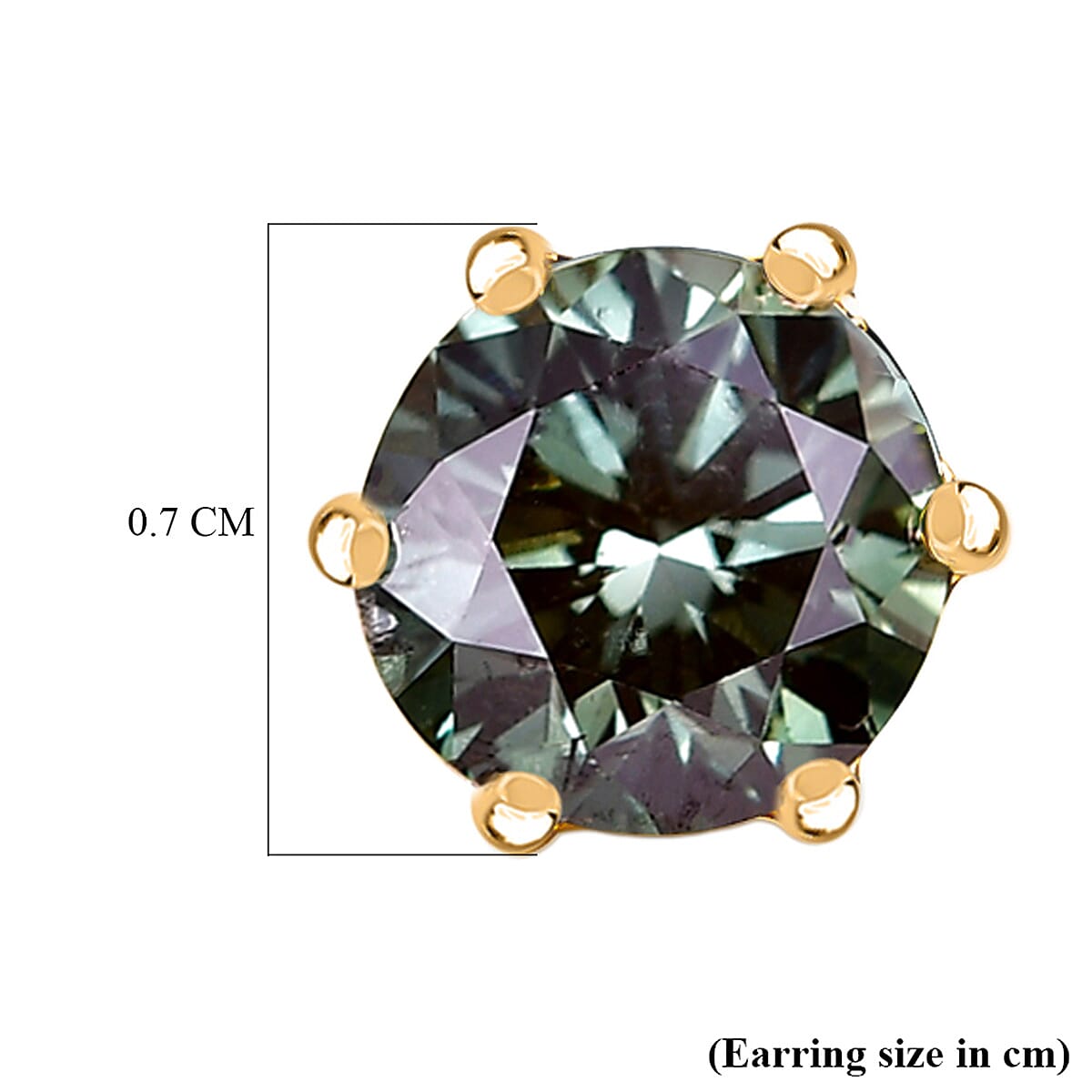 Luxuriant - 9K Yellow Gold SGL Certified Lab Grown Green Diamond (SI-G-H) Solitaire Stud Push Post Earring 2.06 Ct.