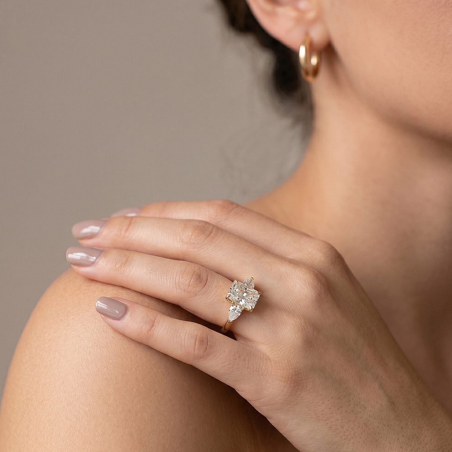 Luxuriant - 9K Yellow Gold IGI Certified Lab Grown Diamond (VS-E-F) Trilogy Ring 2.00 Ct.