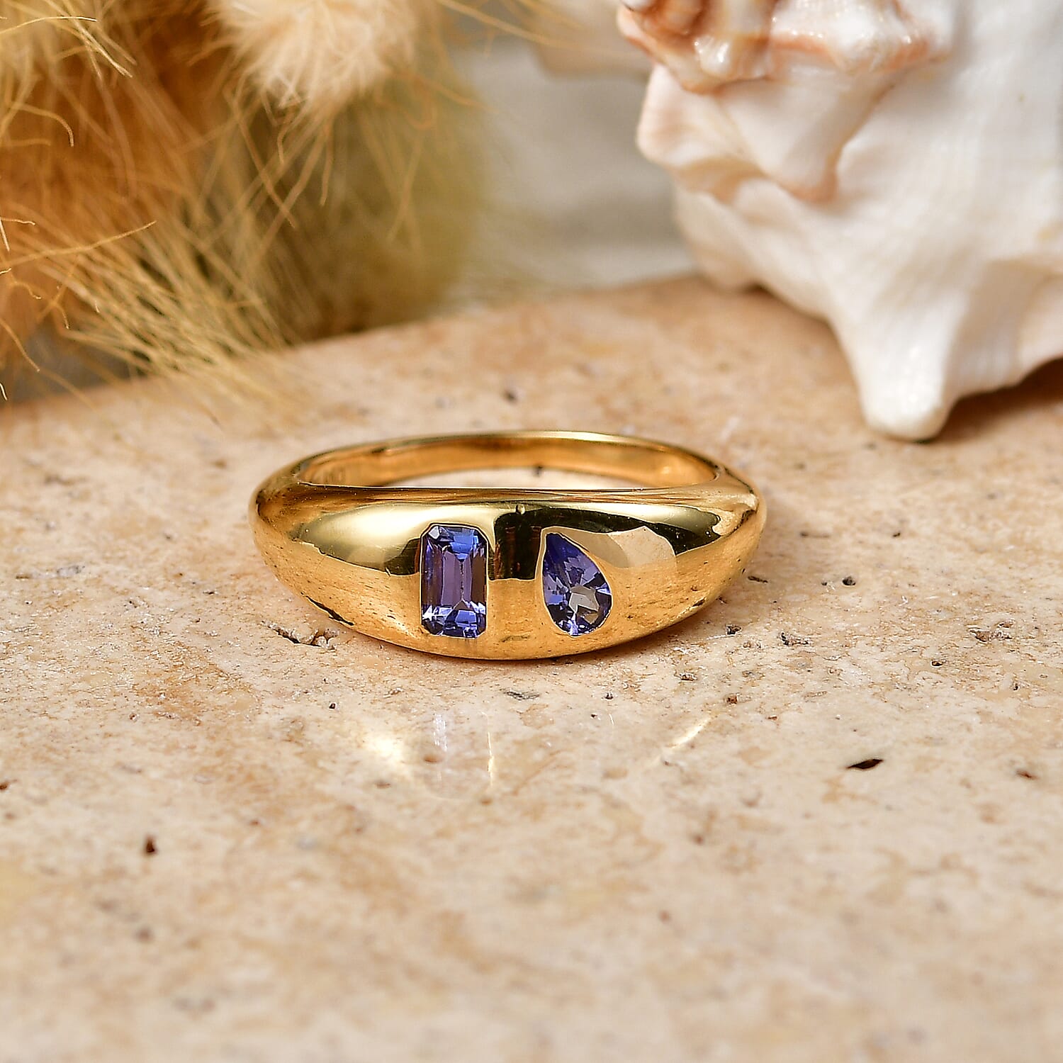 D'Joy Tanzanite Fancy Ring in 18K YG VermeilSterling Silver  0.518  Ct.
