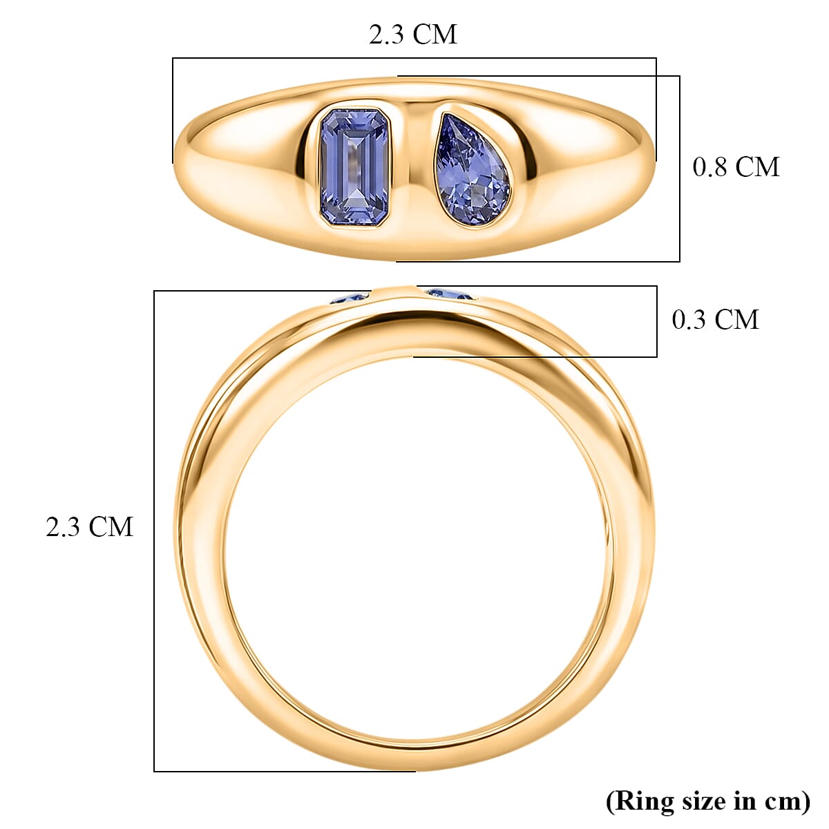 D'Joy Tanzanite Fancy Ring in 18K YG VermeilSterling Silver  0.518  Ct.