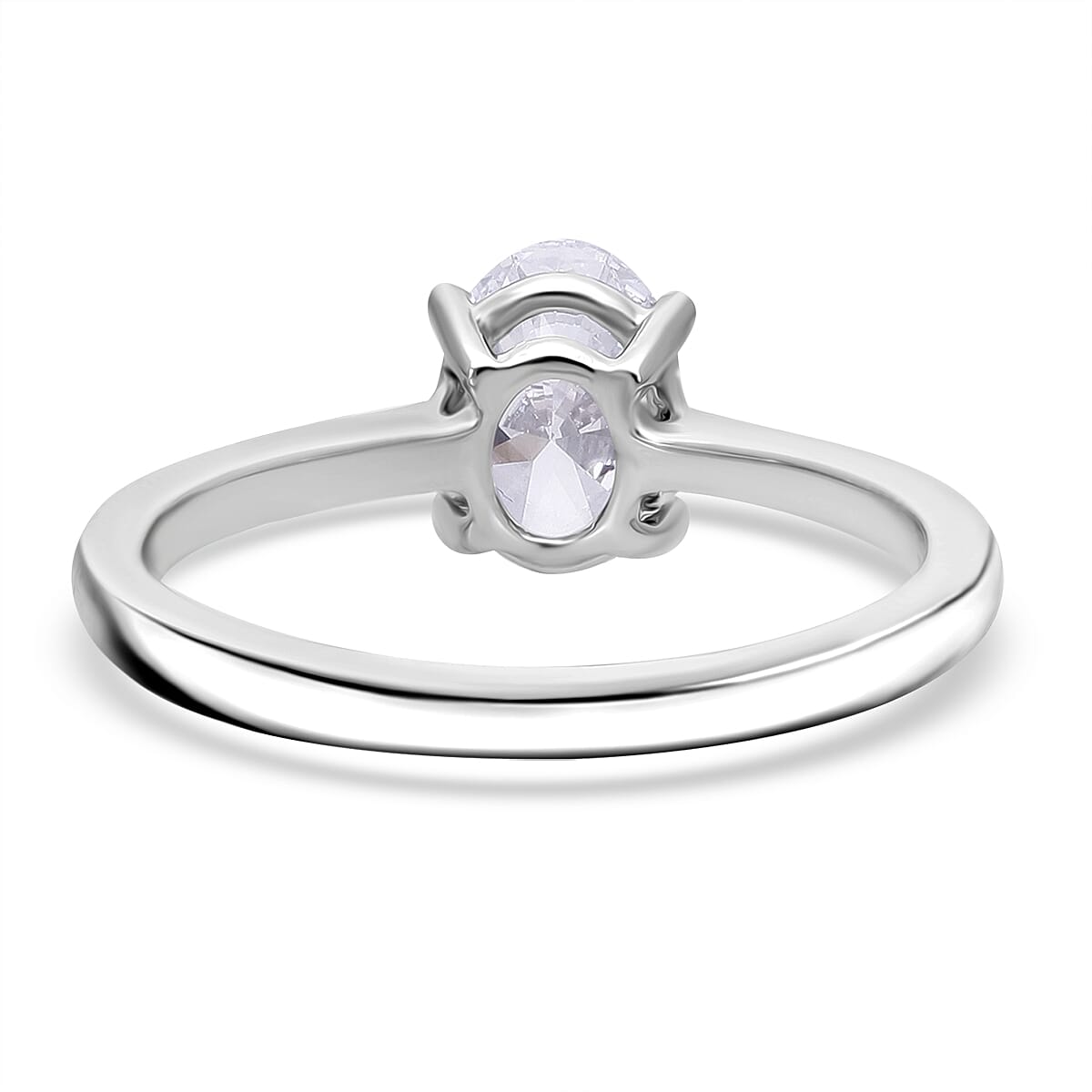 Luxuriant - Lab Grown Diamond (SI-G-H) Oval Cut Solitaire Ring in Rhodium Overlay Sterling Silver 1.00 Ct.