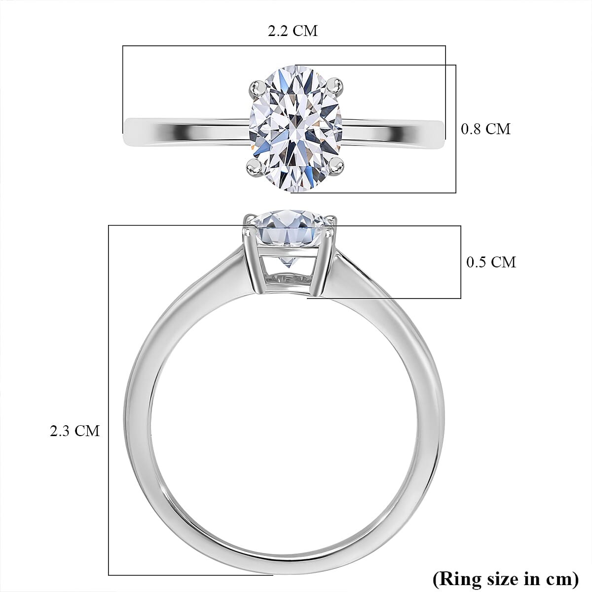Luxuriant - Lab Grown Diamond (SI-G-H) Oval Cut Solitaire Ring in Rhodium Overlay Sterling Silver 1.00 Ct.