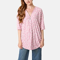 Misumi Daisy Floral Print Front Zip Top (One Size) - Black