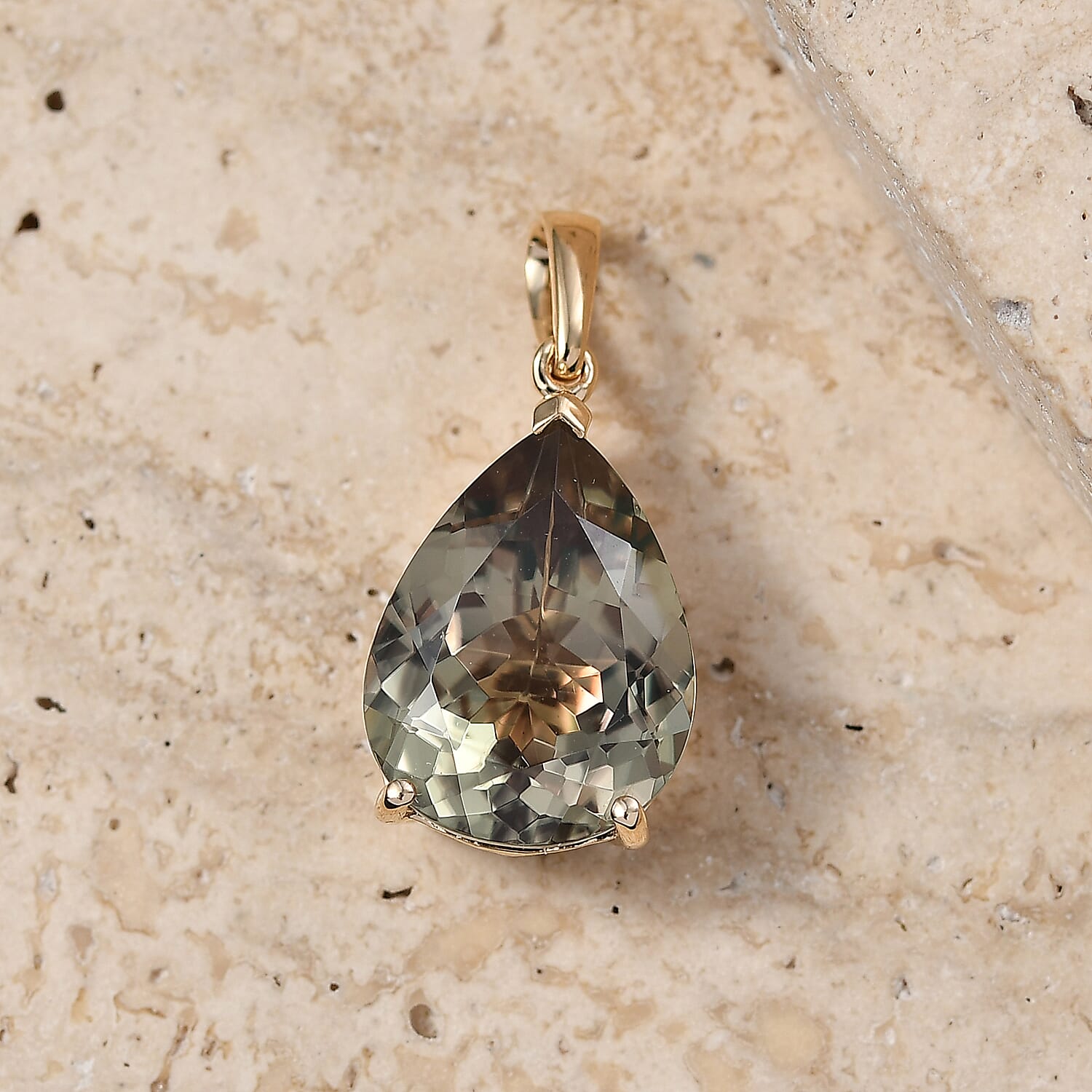 Rhapsody - 18K Yellow Gold AAAA Turkizite Solitaire Pendant 10.10 Ct