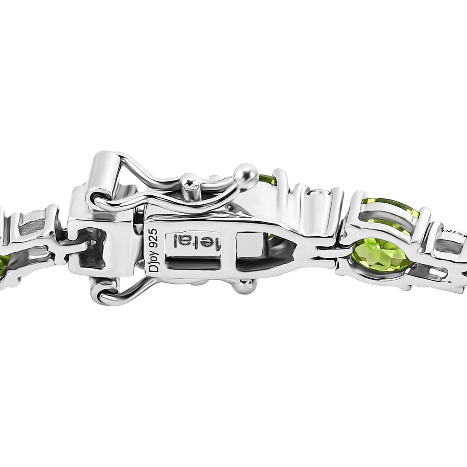 D'Joy Natural Chrome Diopside, White Zircon Tennis Bracelet 1 Row (Size - 7.5) in Rhodium OverlaySterling Silver, Silver Wt.9 Gms  10.902  Ct.