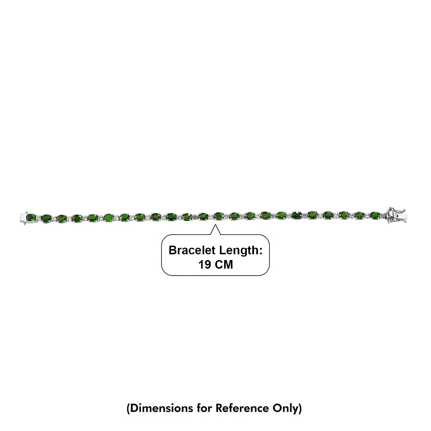 D'Joy Natural Chrome Diopside, White Zircon Tennis Bracelet 1 Row (Size - 7.5) in Rhodium OverlaySterling Silver, Silver Wt.9 Gms  10.902  Ct.