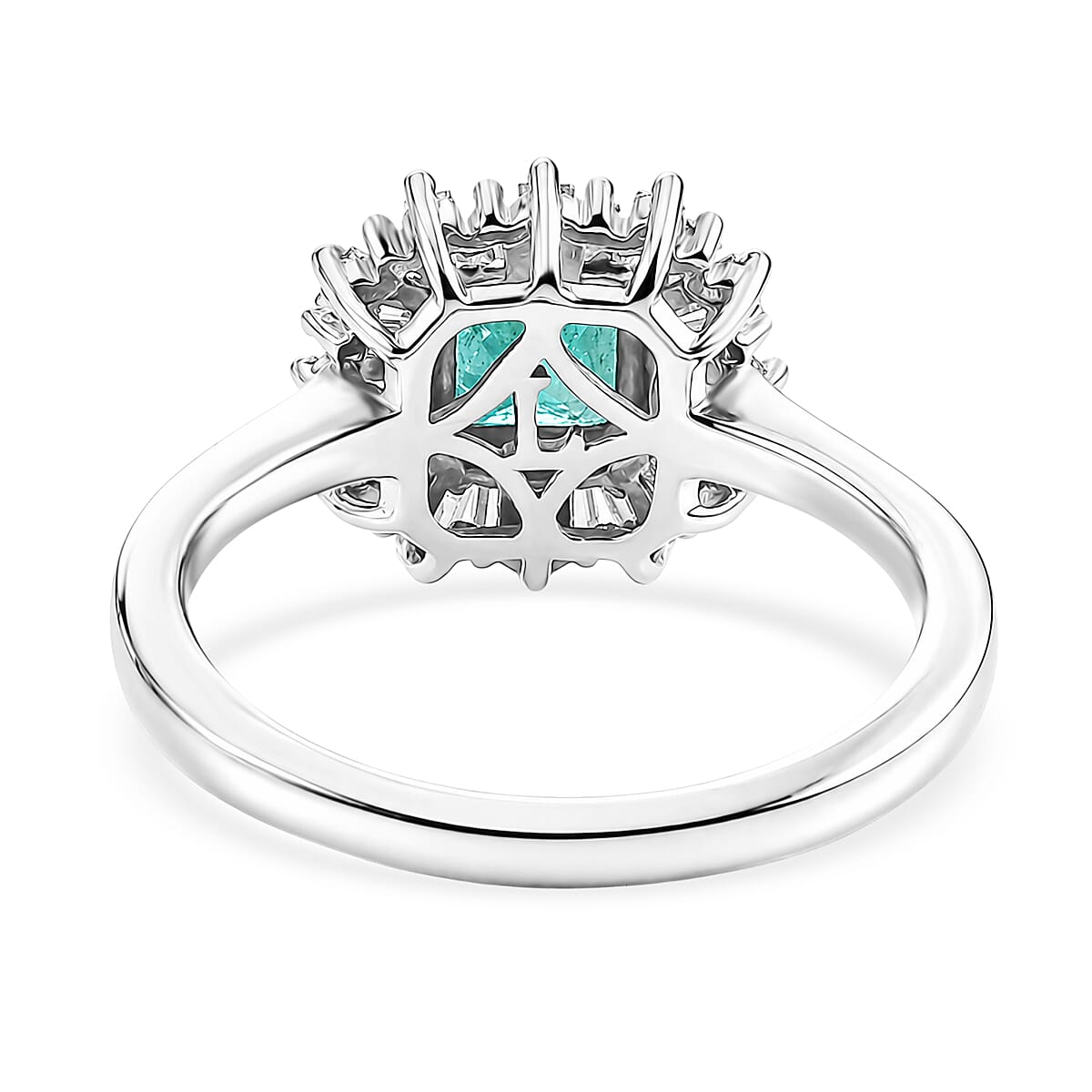 Luxuriant - AAA Zambian Emerald & Lab Grown Diamond (SI-G-H) Halo Ring in Rhodium Overlay Sterling Silver 1.00 Ct.