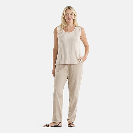 La Marey Soft Ribbed Sleeveless Top (Size - L, 16-18) - Beige