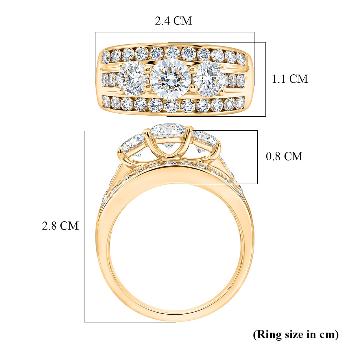 Luxuriant - SGL Certified Lab Grown Diamond (SI-G-H) Ring in 18K Vermeil Yellow Gold Plated Sterling Silver 3.00 Ct.