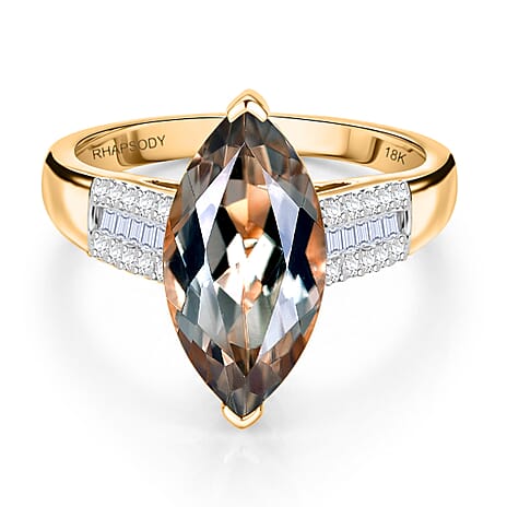 Rhapsody - 18K Yellow Gold AAAA Turkizite & White Diamond (VS-E-F) Ring 5.37 Ct, Gold Wt. 5.28 Gms
