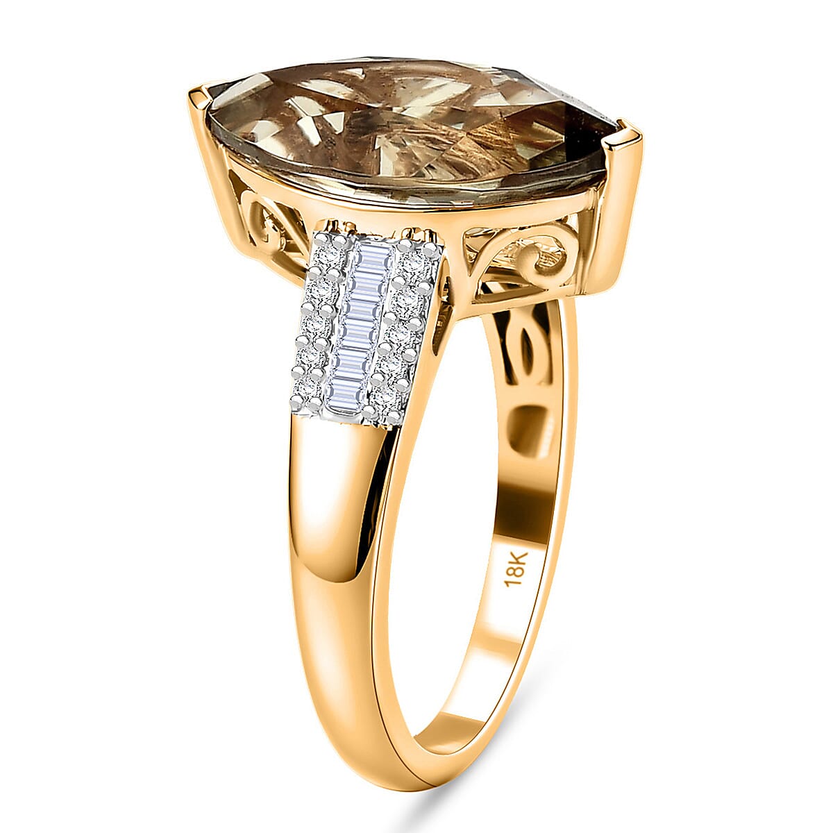 Rhapsody - 18K Yellow Gold AAAA Turkizite & White Diamond (VS-E-F) Ring 5.37 Ct, Gold Wt. 5.28 Gms