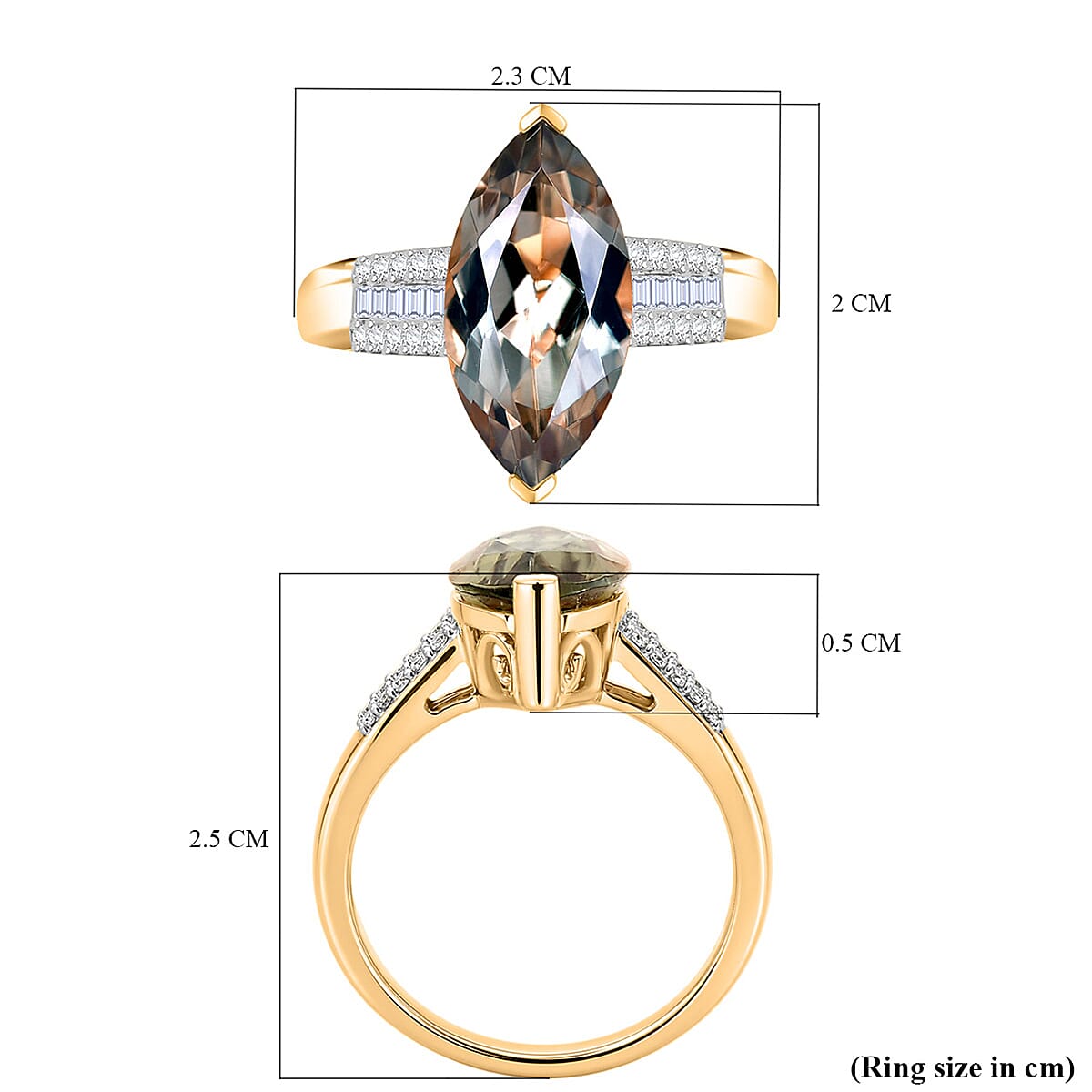 Rhapsody - 18K Yellow Gold AAAA Turkizite & White Diamond (VS-E-F) Ring 5.37 Ct, Gold Wt. 5.28 Gms
