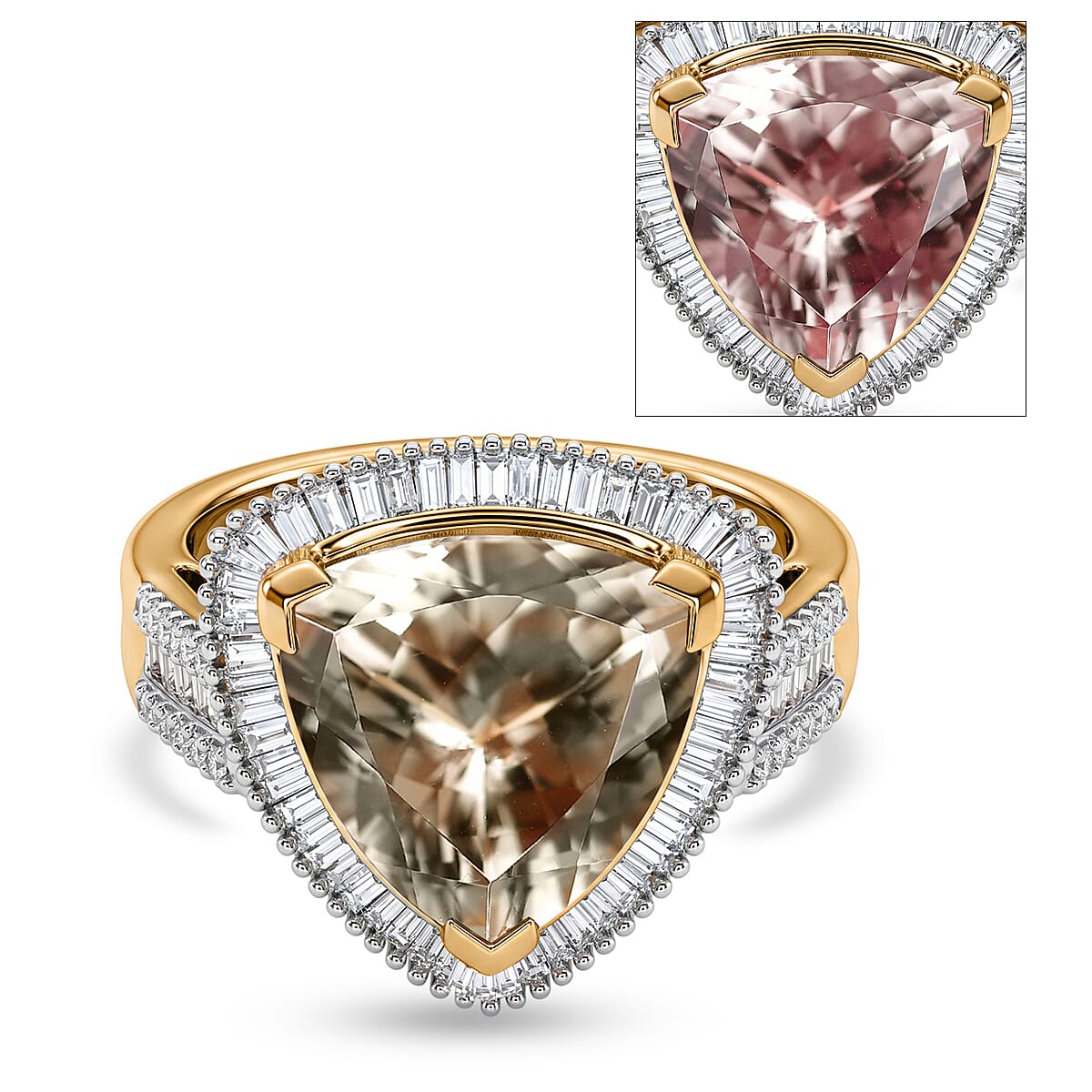 Rhapsody - 18K Yellow Gold AAAA Turkizite & White Diamond (VS-E-F) Halo Ring 8.94 Ct, Gold Wt. 6.68 Gms