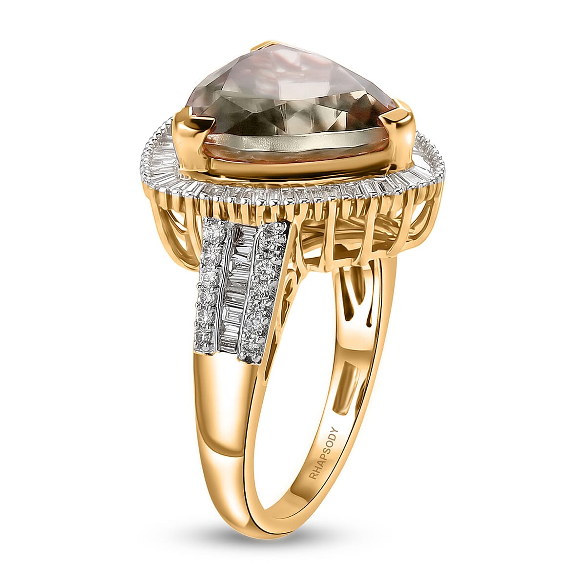 Rhapsody - 18K Yellow Gold AAAA Turkizite & White Diamond (VS-E-F) Halo Ring 8.94 Ct, Gold Wt. 6.68 Gms